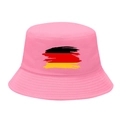 Pink canvas bucket hat with artistic German flag graffiti print for sun protection - M / 7# Paintbrush Flag - Barbie Pink
