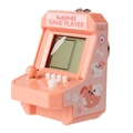 Pink retro mini arcade game player keychain with cute dog illustration and metal ring - Orange