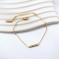 Bracciale minimalista in acciaio inossidabile placcato oro 18k con tre zirconi a pera - Oro Tripla Goccia d'Acqua Zircone