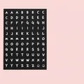 Sheet of 88 black adhesive alphabet stickers with white handwritten letters A-Z - Black Background Alphabet Stickers