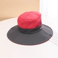 Cappello parasole rosso e grigio con tesa larga e rete traspirante per esterno - M (56-58cm) / Cappello da Trekking Rosso