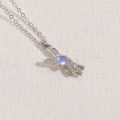 Collana con ciondolo a coniglio astronauta argento e pietra di zircone tonda - Coniglio Spaziale