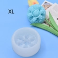 Detailed macro view of 3D rose flower silicone mold and light blue finished soap sample - Size XL / Detailed Rose Cluster Pattern