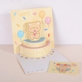 Detail of 3D pop-up birthday card with a cute yellow bear and tiered cake papercraft - S609 3D Birthday Yellow Bear Card