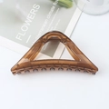 Brown triangular acrylic shark hair claw clip for elegant half-up hairstyles - Brown