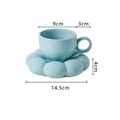Light blue ceramic sunflower coffee cup and saucer set with dimensions in cm - 200ml - Standard Packaging / Sky Blue
