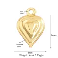 Polished gold heart charm pendant for jewelry making, dimensions 9mm x 8mm x 5mm - Gold-Small 3D Heart