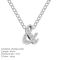 Hip hop style silver stainless steel ampersand pendant necklace with pavé zircon stones - Symbol & / Silver