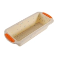 Rectangular silicone toast mold in cream white with orange handles and confetti pattern - Speckled Cream