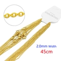 Detailed view of 2.0mm gold stainless steel O-chain necklace with 45cm length specs - Flat Cross Gold 2.0mm-45cm