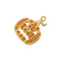 Ciondolo zucca placcato oro 18K con cristalli arancioni per creazione gioielli DIY - Zucca in Zirconia Arancione Dorata