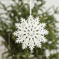 Fiocco di neve bianco glitterato per albero di Natale con elegante nastro di seta - Fiocco di neve 13cm / Bianco (Tipo C)