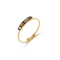 Verstellbarer 18K vergoldeter MAMA Ring aus Edelstahl mit schwarzer Emaille und Stein - Einstellbar Offen / Gold-Schwarz