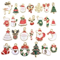 Mix of Christmas enamel alloy charms featuring Santa, reindeer, and festive trees - Mixed 30 Pcs
