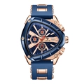 Orologio LIGE uomo triangolare con cassa oro rosa e cinturino in gomma blu - Oro Rosa Blu