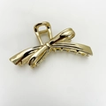 Elegant gold metal butterfly hair claw clip with a glossy minimalist finish for women - No.3 Gold Bow