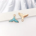 Light blue enamel mermaid tail alloy pendant charms with golden finish for jewelry making - Ocean Mermaid Tail