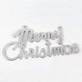 Silver Merry Christmas hanging cake topper decoration with textured metallic finish - 32cm / Silver