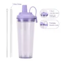 Purple reusable double-wall tumbler with 1.2cm wide straw and magnetic handle - 24oz / Taro Purple