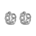 S925 sterling silver chain link hoop earrings with sparkling cubic zirconia pave - Iced Out Cuban Link / White Gold (Style A)