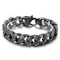 Bracciale da uomo in acciaio inossidabile 316L grigio scuro con maglie cubane incise - Stile 22cm (KB150675-KJX) / Canna di fucile