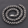 Collar de cadena con calaveras estilo punk en acero inoxidable plateado para hombre - 50cm / Plata Negra Antigua