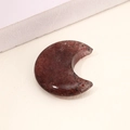 Natural reddish brown crescent moon stone pendant with strawberry quartz patterns - Strawberry Quartz