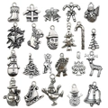 Assorted silver Christmas alloy charms featuring Santa, reindeer and bells for DIY jewelry - SN04-22 Christmas Styles-1 Each-32.6g