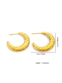 Detailed close-up of golden U-shaped hoop earrings with honeycomb embossed texture - Gold Honeycomb/Hexagon Embossed Style (#0180)