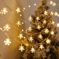 Warm yellow LED string lights with star and snowflake shapes for camping and holiday decor - Snowflakes + Stars (warm Colors) / 1.5m 10LED Battery