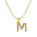 Sparkling gold stainless steel necklace featuring a crystal-encrusted letter M pendant - Gold Letter M (S-P148-M)