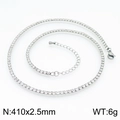 Bracelet tennis argenté plaqué or 18K avec zircones de 2,5mm au style minimaliste chic - Collier Couleur Acier (KN225057-Z)