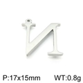 Polished silver stainless steel letter N pendant for necklaces and bracelets - Letter N (KLJ1420-Z) / Steel