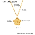 Dimensiones detalladas y especificaciones de peso para collar flor acero inoxidable - Collar de Flor de Cinco Pétalos Dorado