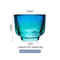 Peacock blue hammered glass sake cup 47ml with detailed dimensions on white background - 47ml / Peacock Blue Sake Cup