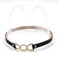 Close-up of black snake-textured hat band featuring a gold metal chain buckle detail - 04 Black Snake Skin Pattern