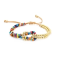 Bracelet multicouche fait main avec perles dorées 18K et perles de rocaille colorées - Style Tissé Multicolore (JSS240021A)