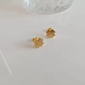 Elegant gold-tone four-leaf clover stud earrings crafted from durable titanium steel - Four-leaf Clover Stud Earrings (QYG350) / Gold