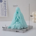 Light blue praying girl scented candle with detailed feather texture and marble base - Large Blue (Blackberry Basil)