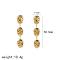 Pendientes largos de tres piezas doradas con diseño martillado y acabado de espejo - Estilo Dorado (TE60410-G)