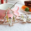Christmas star hollow wooden ornament set featuring snowman pattern and hanging rope - Christmas Tree Wood Chip Pendant