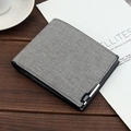 Cartera billetera gris de tela para hombre con bordes negros y detalle de metal moderno - Gris