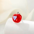 Colgante de manzana roja esmaltada con circonita de corazón púrpura y cierre de tornillo - A519-3 Manzana con Circonita Corazón Púrpura (Individual) / Púrpura (Pieza Única)