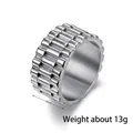 Anello in acciaio inossidabile argento lucido con trama a maglie di cinturino - US 7 / Color Acciaio