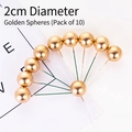 Set of 10 matte gold 2cm ball cake toppers with wire stems for birthday party decoration - Gold Sphere Topper 2cm Set of 10