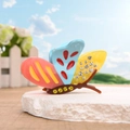 Pinza per capelli a farfalla colorata con strass su base in pietra decorativa - 7cm / Rosa Pesca