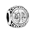 Polished silver Libra constellation charm bead with hollow stars for DIY bracelet - Libra / Silver