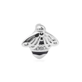 Silver bee charm with black enamel stripes and sparkling crystals for mesh bracelets - Silver Bee