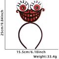 Halloween LED headband with red glitter monster face, size 25x15.5cm for party decor - Big Mouth Eyeball