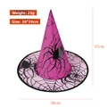 Lila Halloween-Hexenhut mit schwarzem Spinnennetz-Druck und 37 cm Höhenmaß-Angabe - Einheitsgröße / Rosa